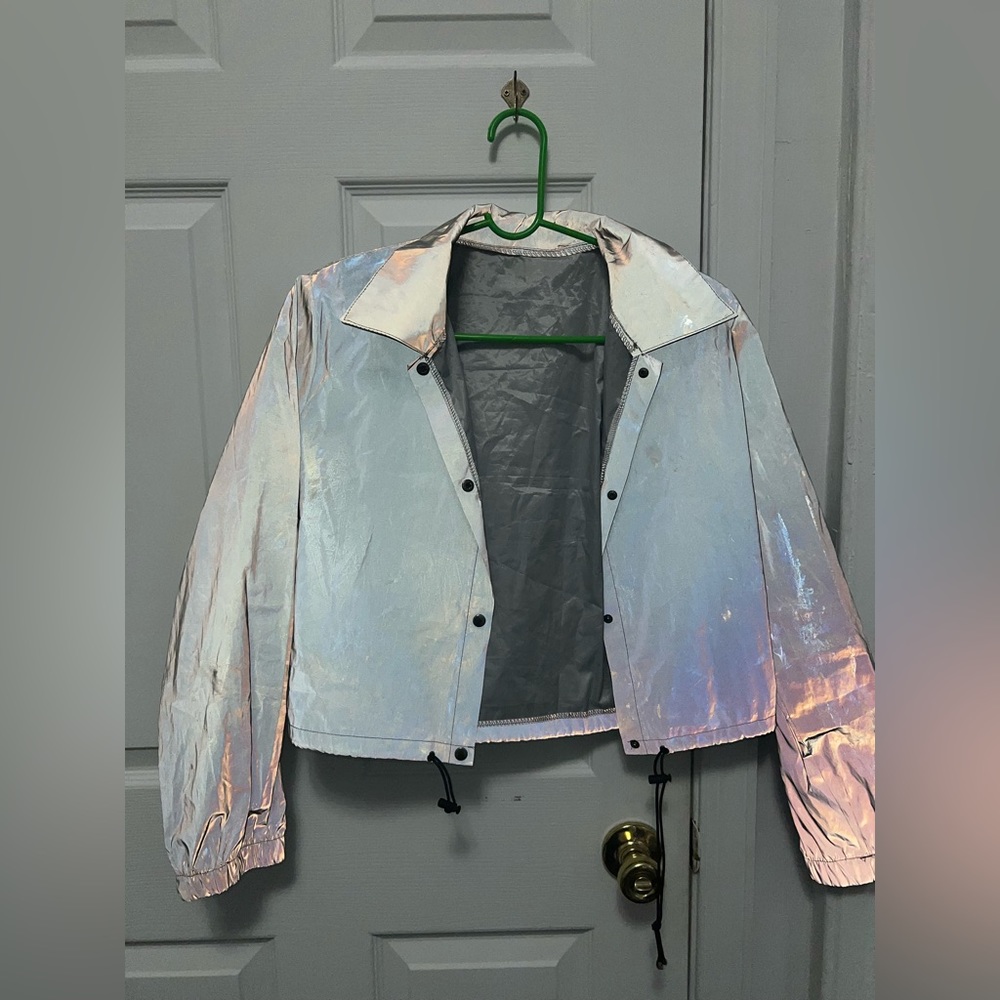 Womens reflective crop top jacket